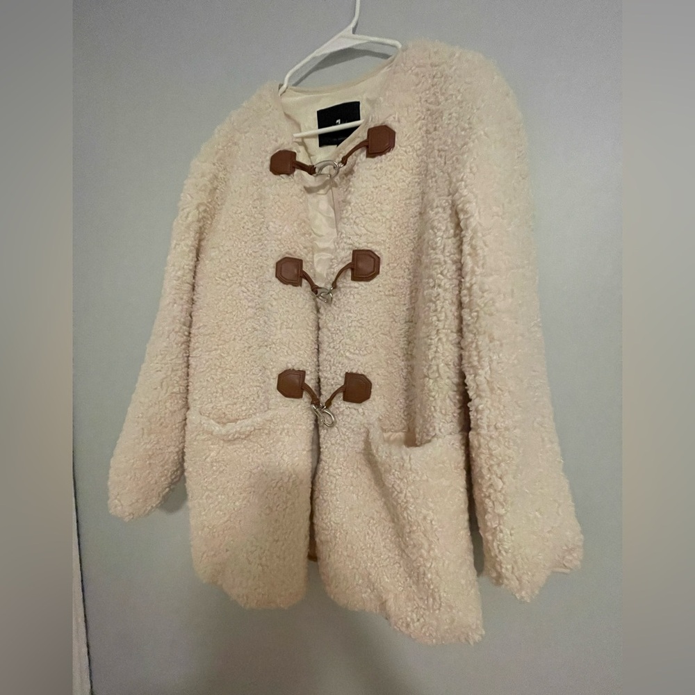 7 FOR ALL MANKIND Cozy Toggle
Front Sherpa Teddy Jacket Size S NWOT